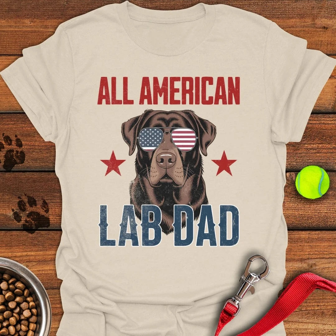 All American Chocolate Lab Dad T-Shirt Natural