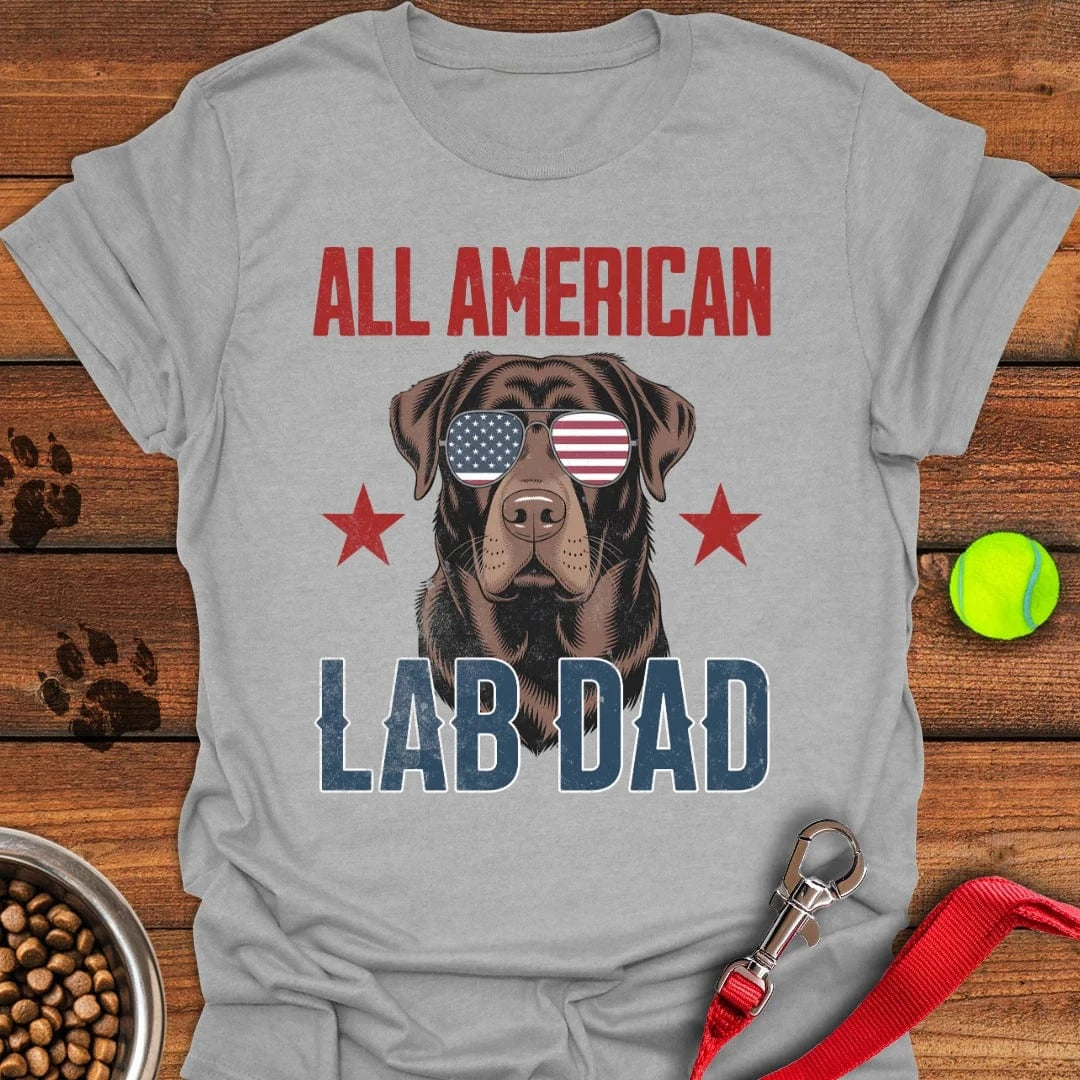 All American Chocolate Lab Dad T-Shirt Sport Grey