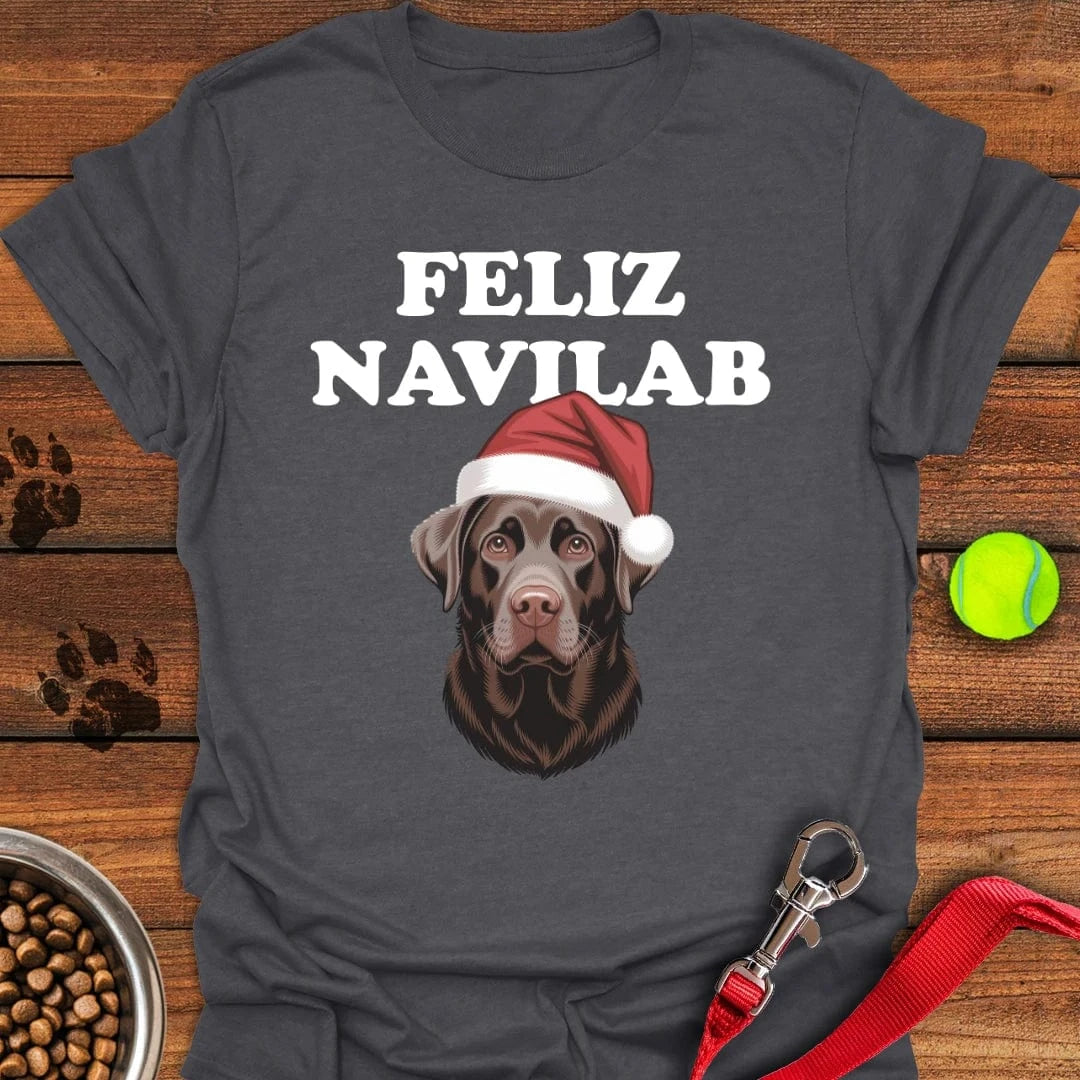 Chocolate Lab Funny Christmas T-Shirt Dark Heather