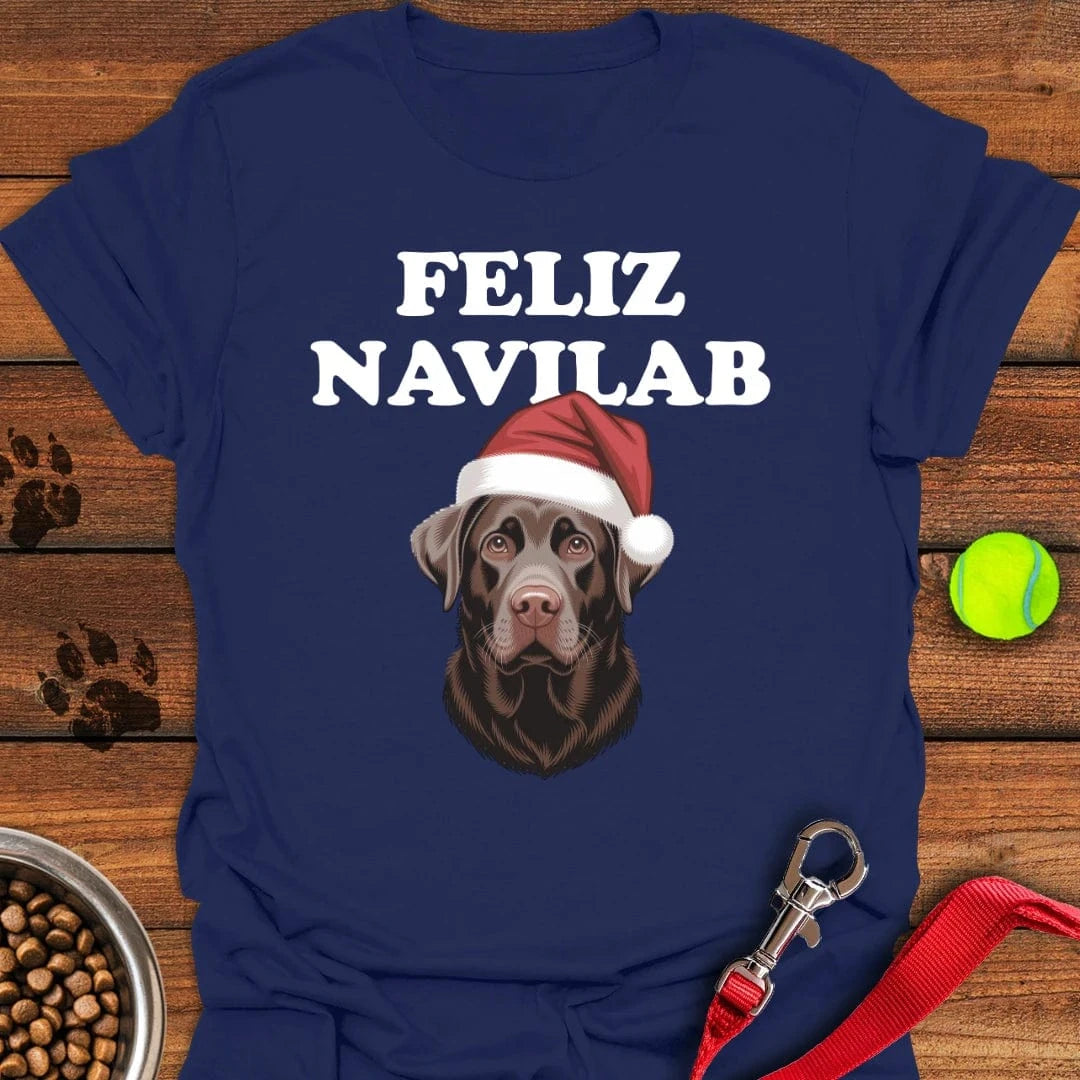 Chocolate Lab Funny Christmas T-Shirt Navy