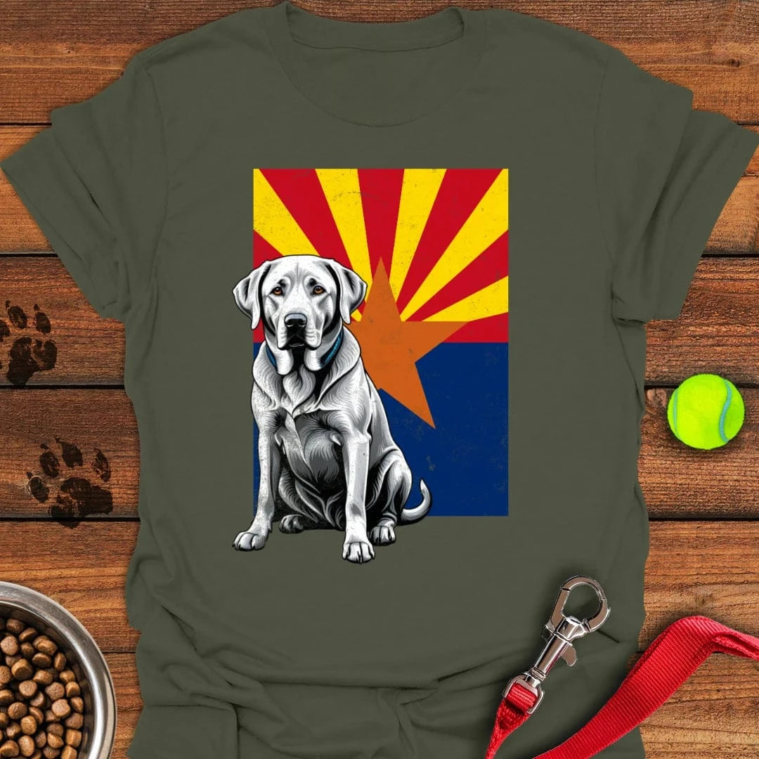 Silver Labrador Arizona Flag T-Shirt Military Green
