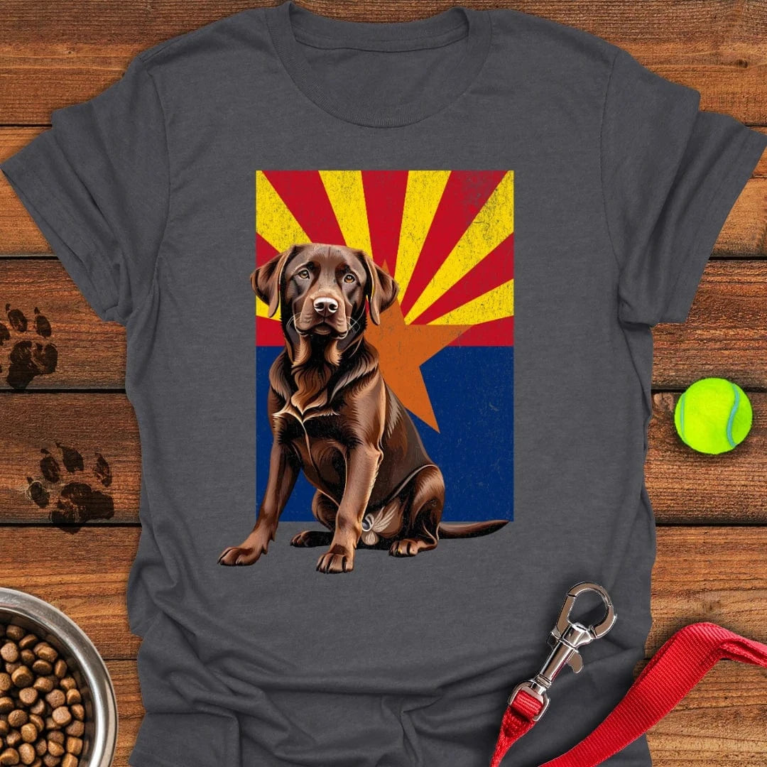Chocolate Labrador Arizona Flag T-Shirt Dark Heather