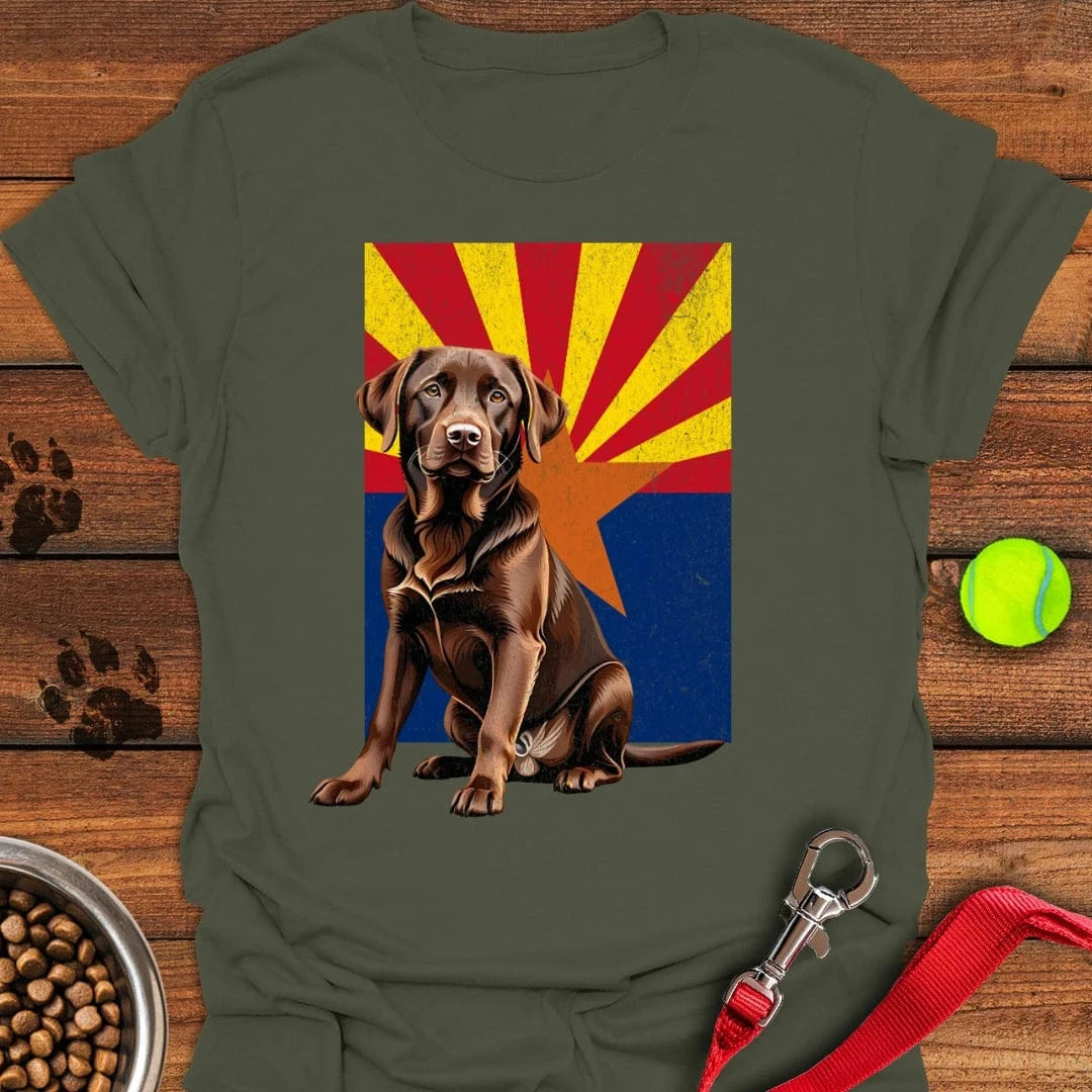 Chocolate Labrador Arizona Flag T-Shirt Military Green