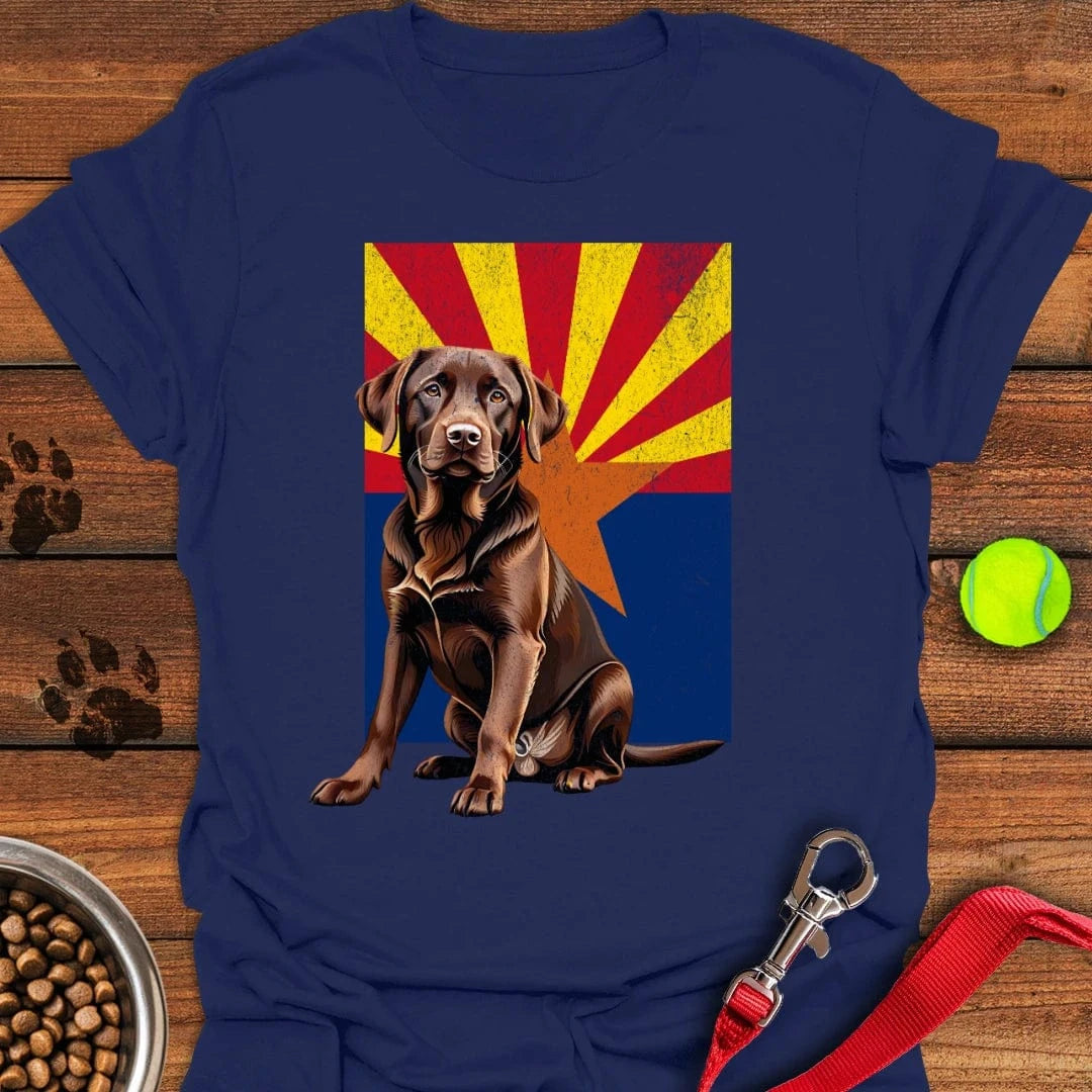 Chocolate Labrador Arizona Flag T-Shirt Navy