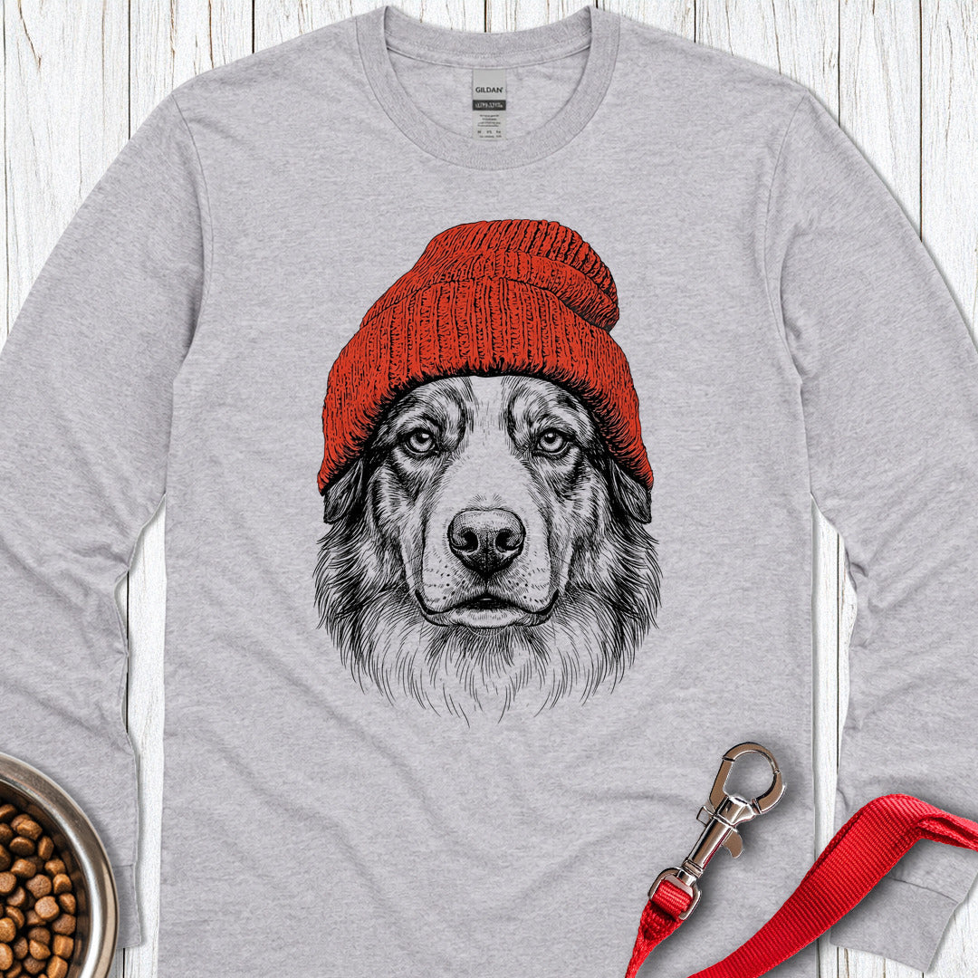 Australian Shepherd Beanie Long Sleeve — Sport Grey