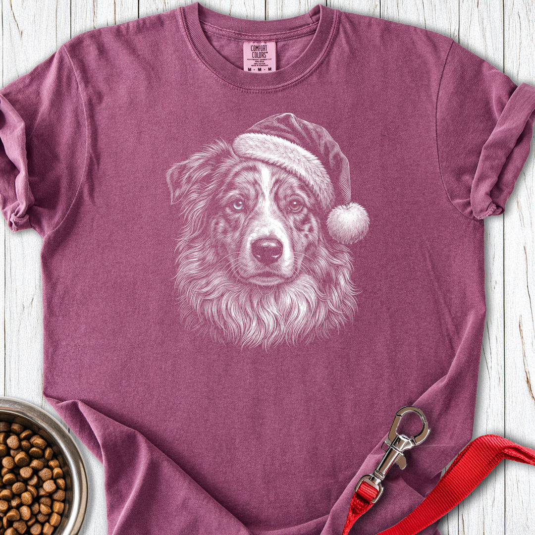 Australian Shepherd Christmas Santa Hat Premium Tee Berry