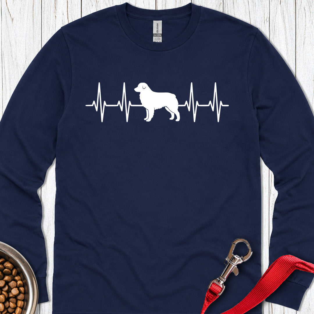 Australian Shepherd Heartbeat Long Sleeve — Navy