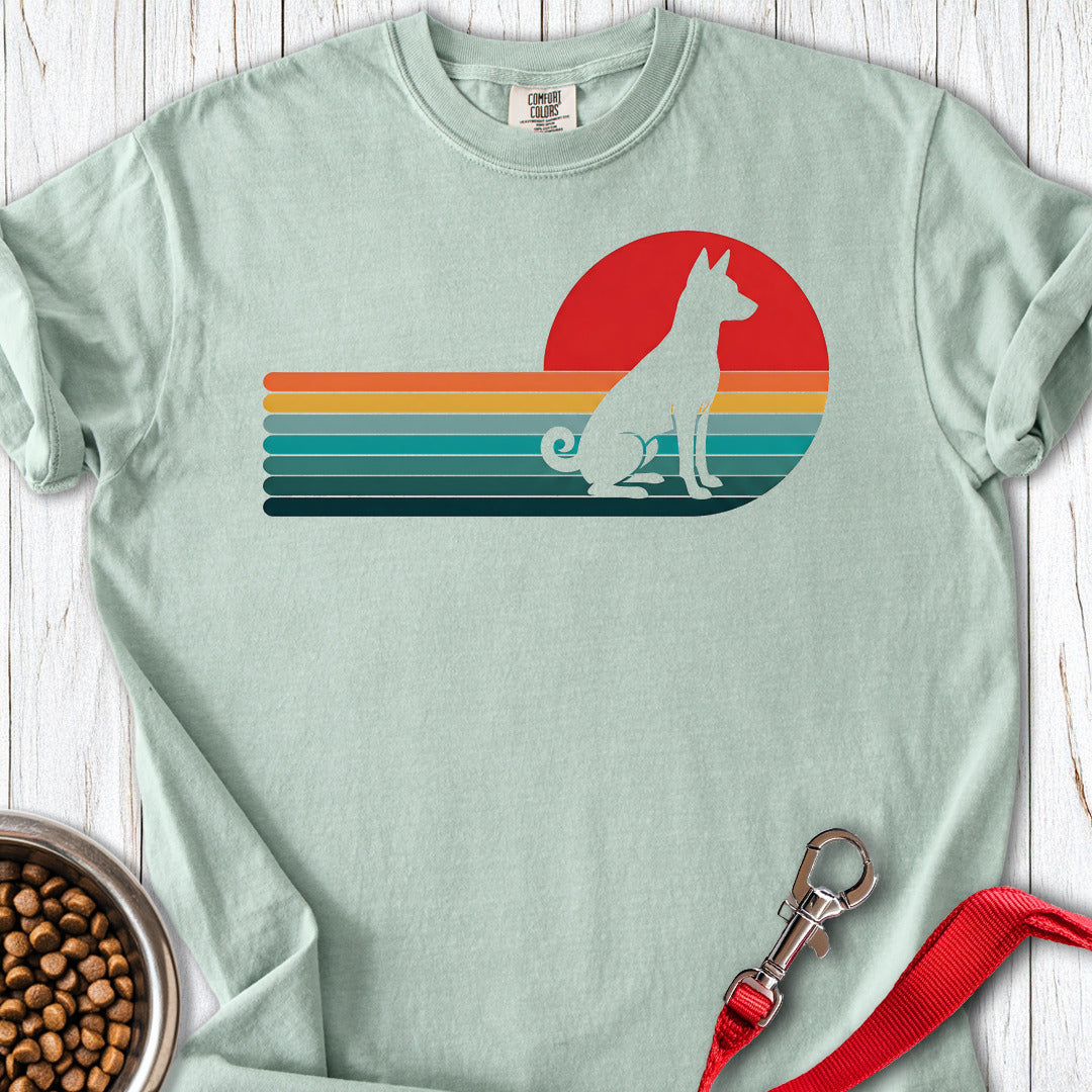 Basenji Retro Sunset Premium Tee — Bay