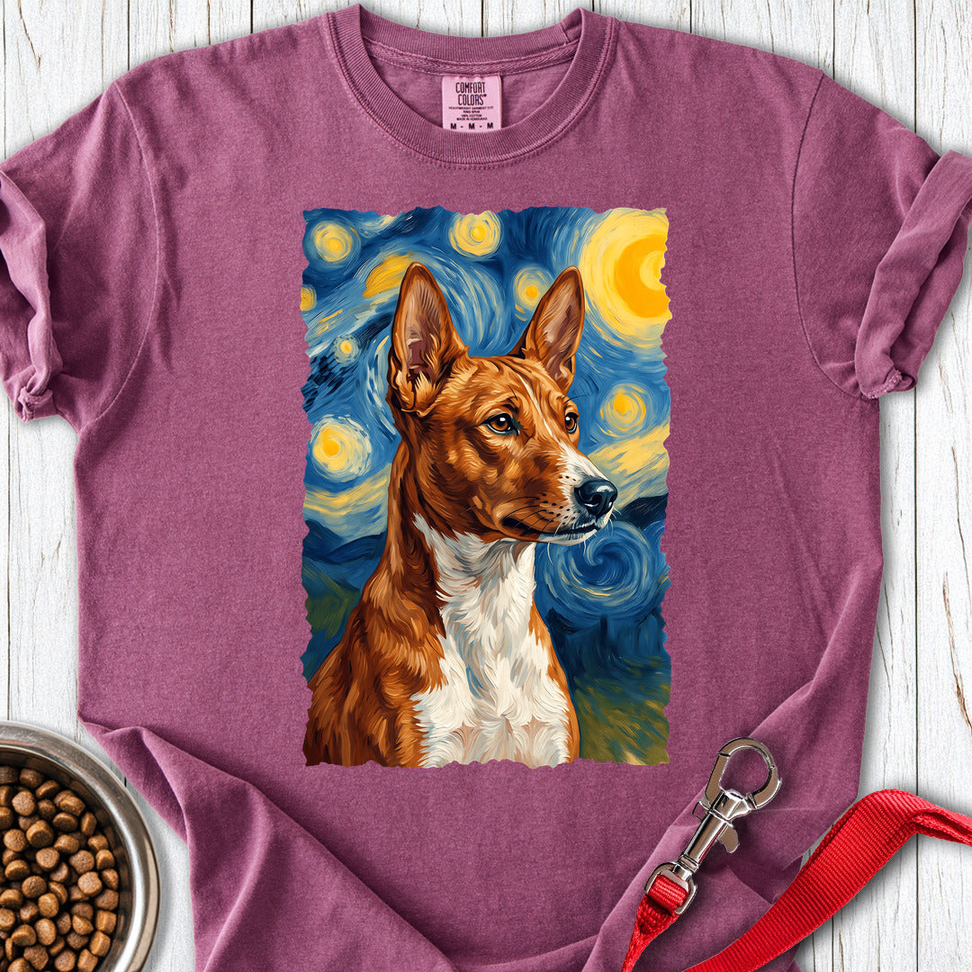 Basenji Van Gogh Premium Tee — Berry