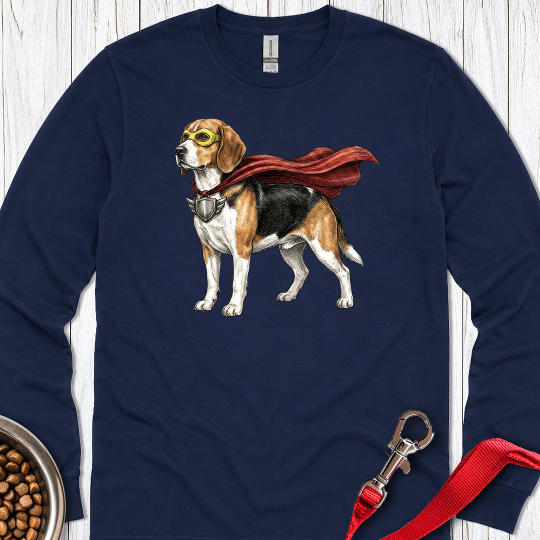 Beagle Superhero Long Sleeve — Navy