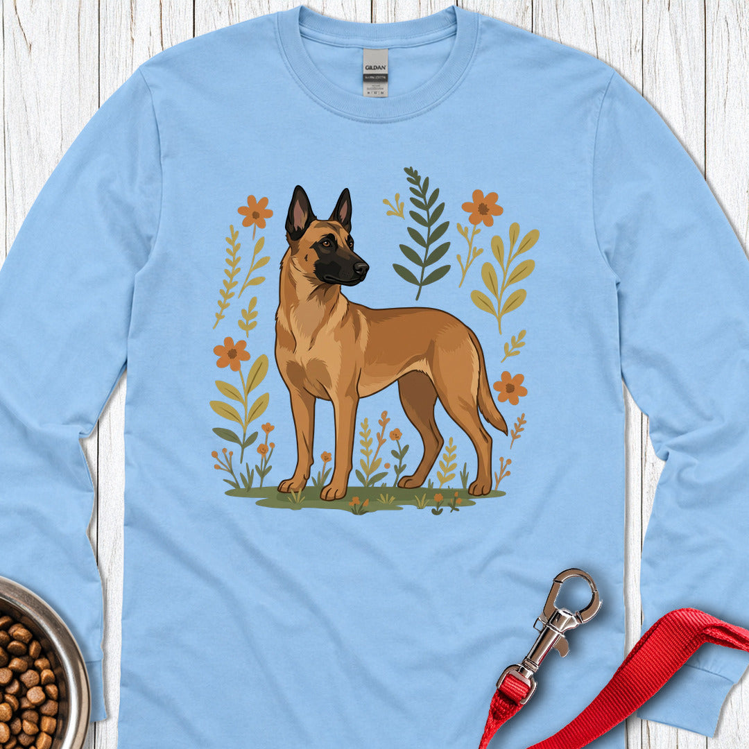 Belgian Malinois Flowers Long Sleeve β Carolina Blue