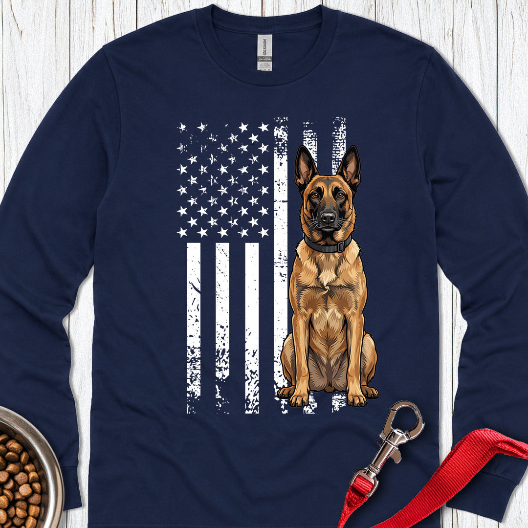 Belgian Malinois USA Long Sleeve — Navy
