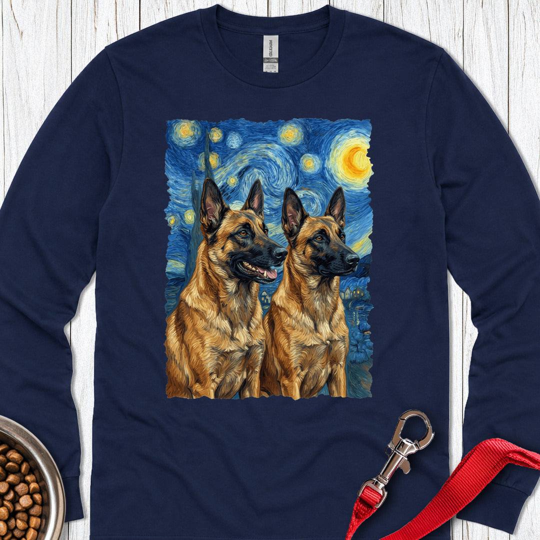 Belgian Malinois Van Gogh Long Sleeve — Navy