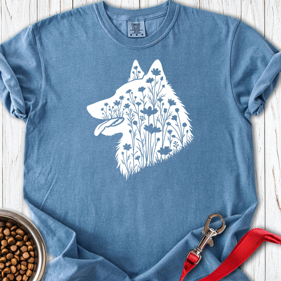 Belgian Tervuren Flowers Premium Tee — Blue Jean