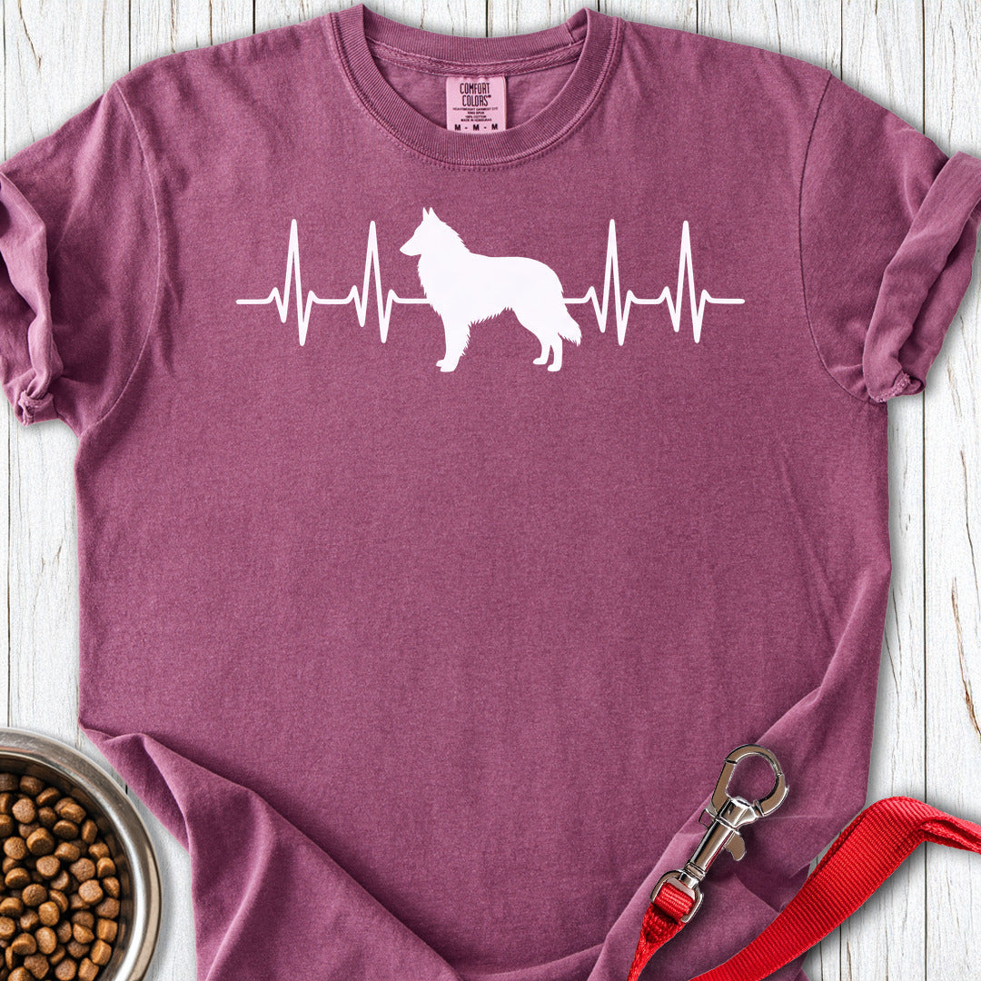 Belgian Tervuren Heartbeat Premium Tee — Berry