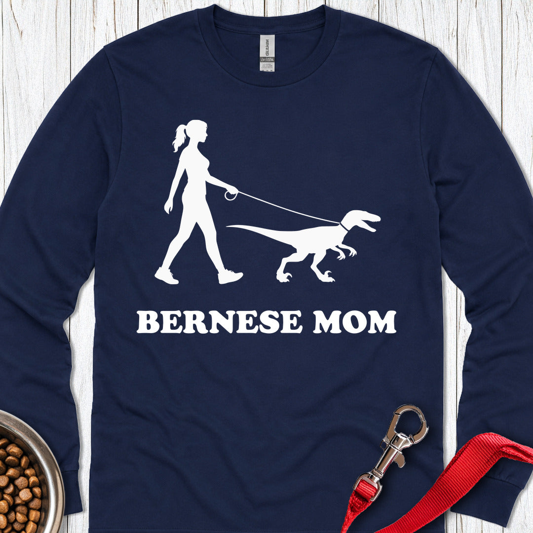 Bernese Mom Velociraptor Long Sleeve — Navy