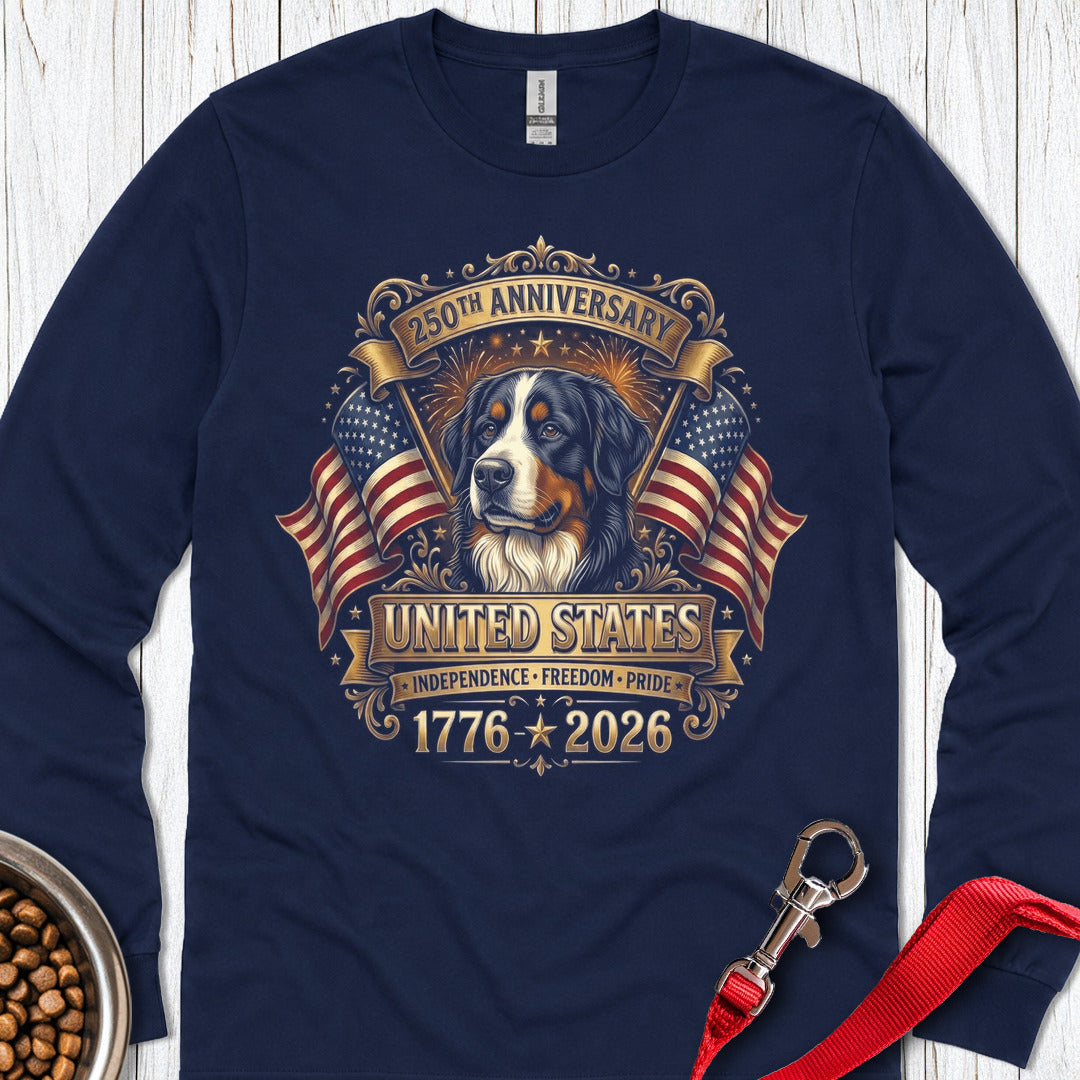 Bernese Mountain Dog 250 Years USA Long Sleeve — Navy