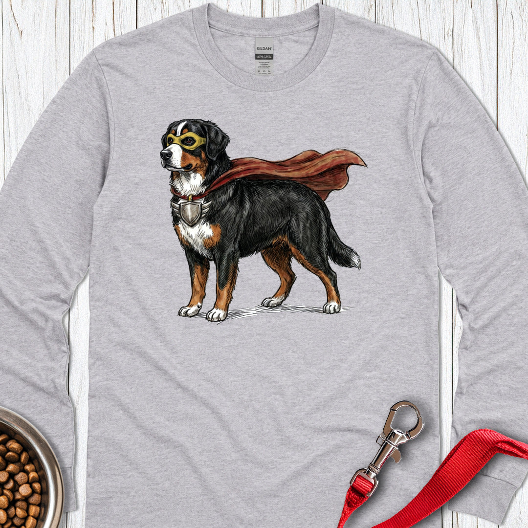 Bernese Mountain Dog Superhero Long Sleeve — Sport Grey