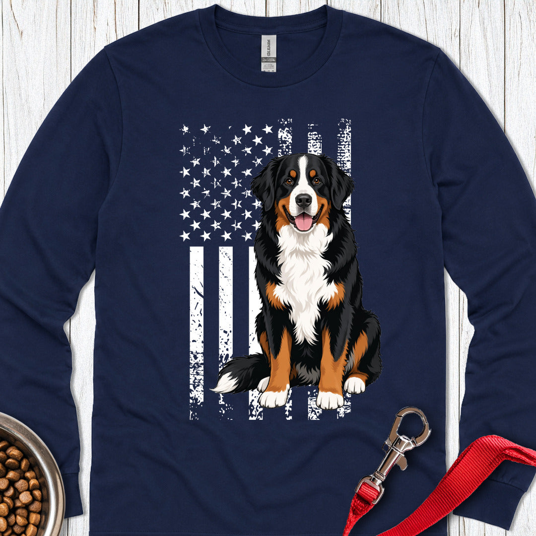 Bernese Mountain Dog USA Long Sleeve — Navy