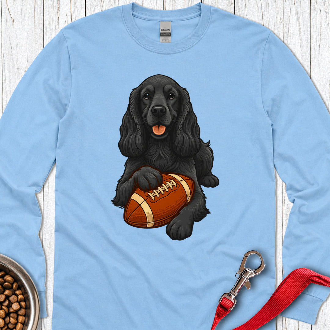 Black Cocker Spaniel Football Long Sleeve β Carolina Blue
