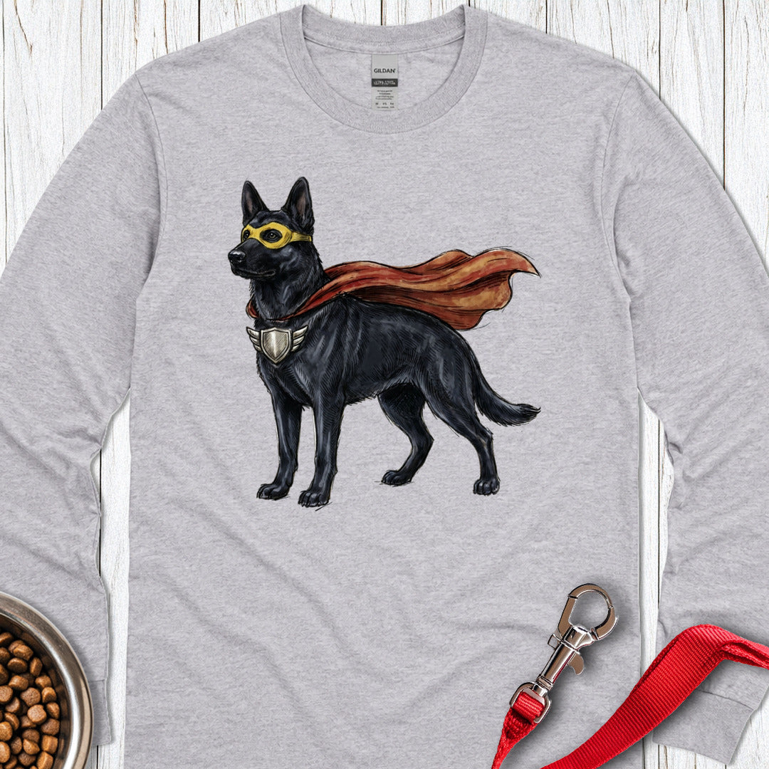 Black German Shepherd Superhero Long Sleeve β Sport Grey
