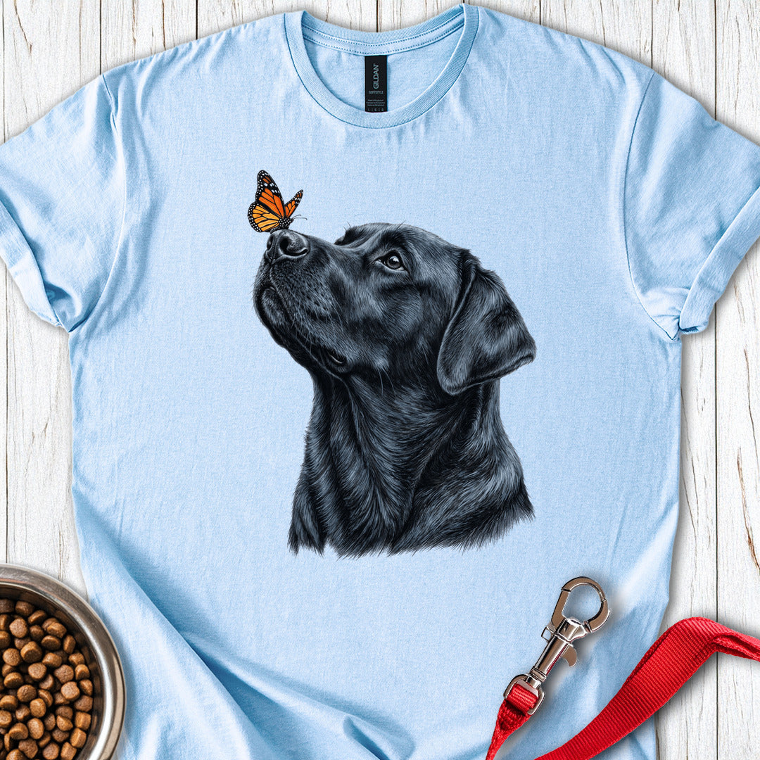 Black Labrador Butterfly Light Blue