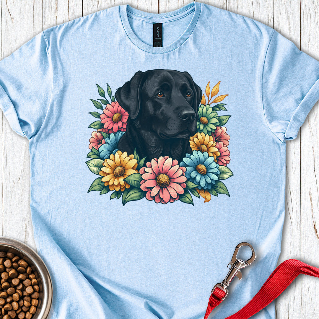 Black labrador Flower Light Blue