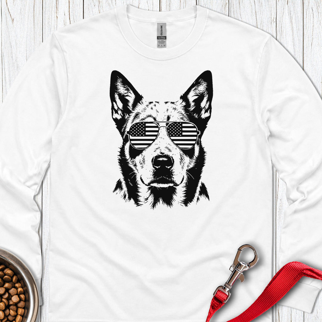 Blue Heeler USA Long Sleeve — White