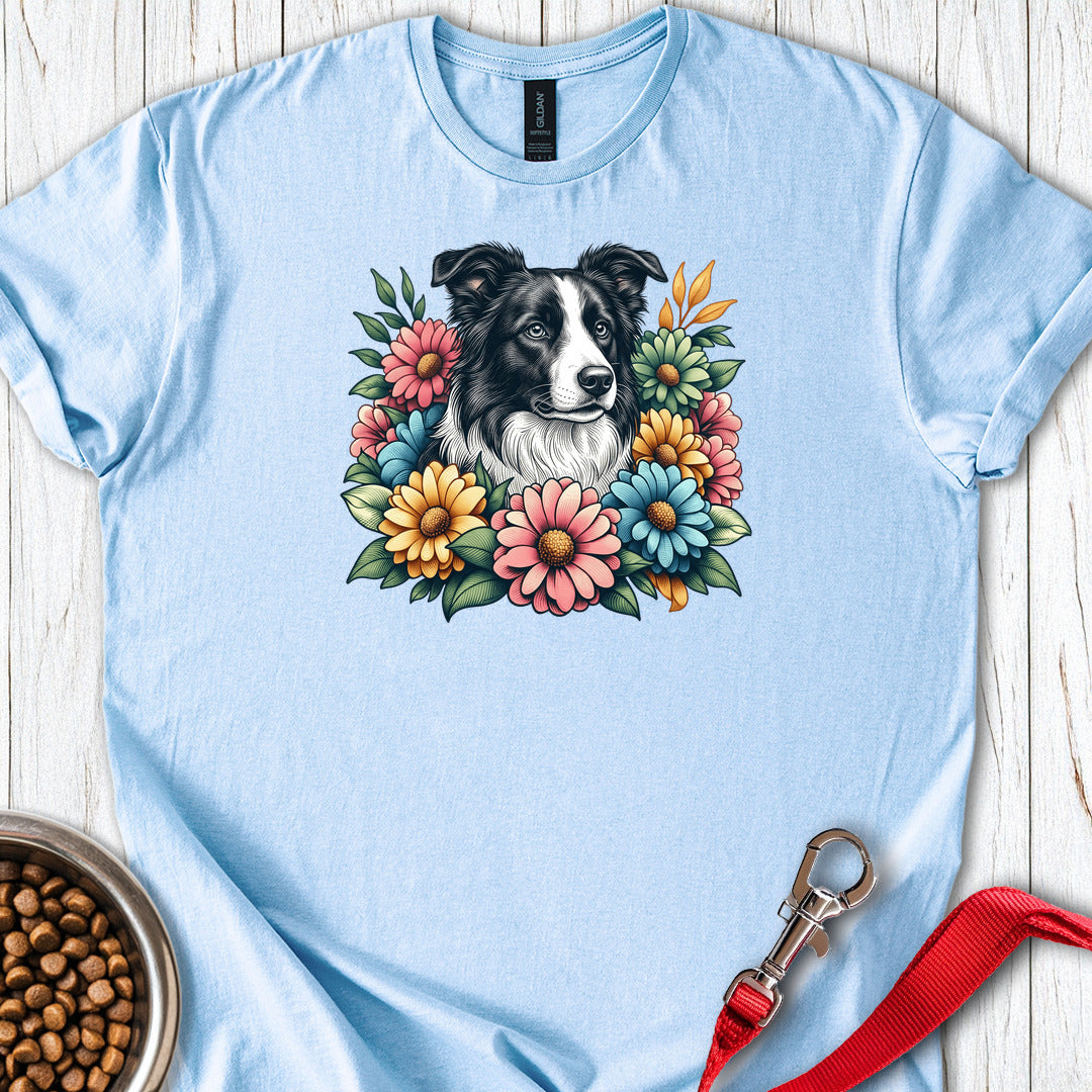 Border Collie Flowers — Light Blue