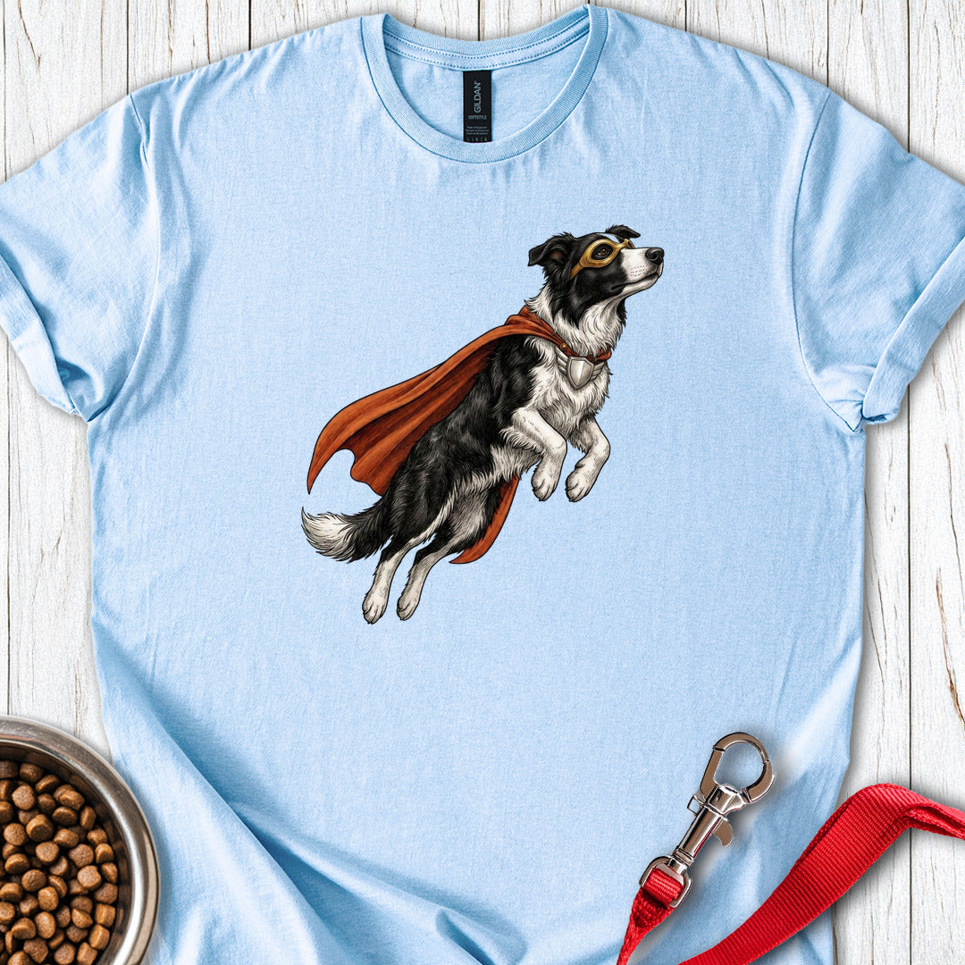 Border Collie Superhero Light Blue