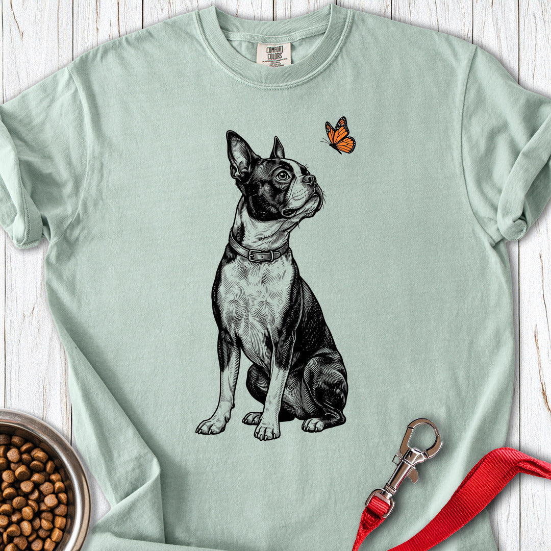 Boston Terrier Butterfly Premium Tee — Bay