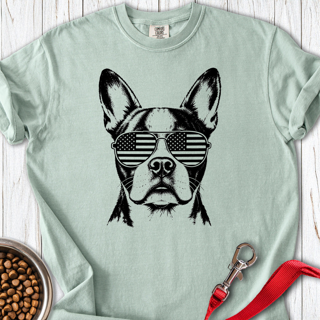 Boston Terrier Flag Shades Premium Tee — Bay