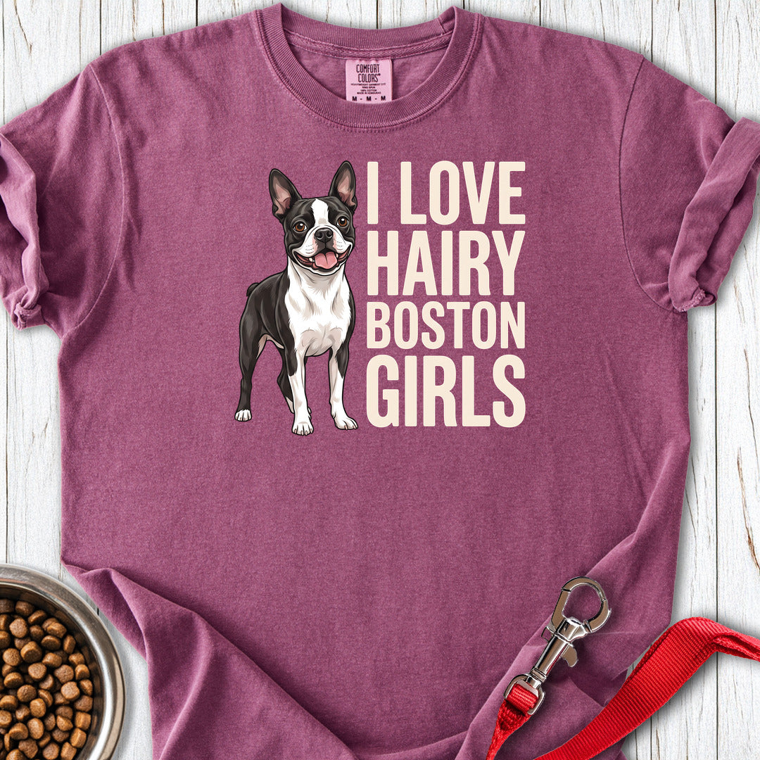 Boston Terrier Hairy Girls Premium Tee — Berry