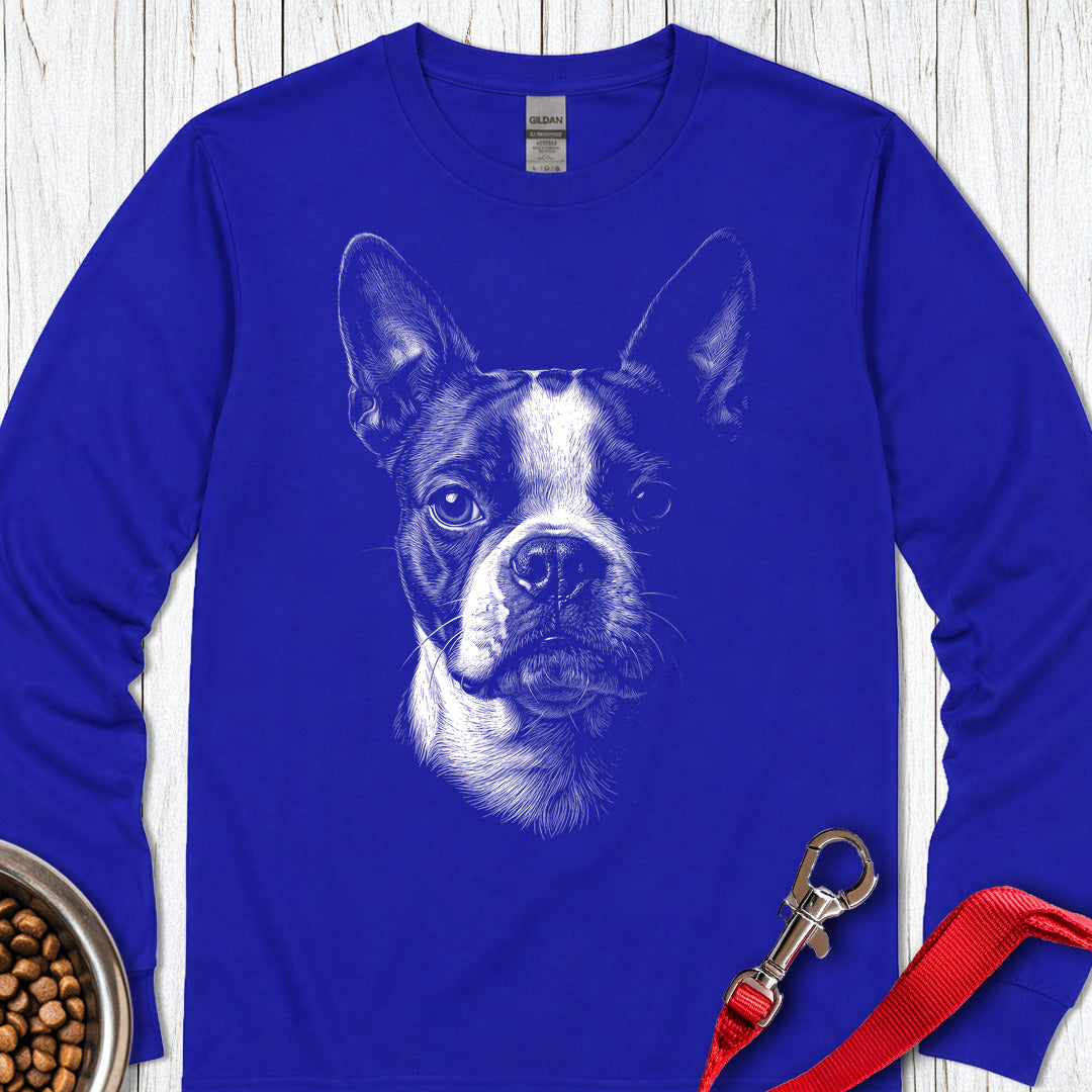 Boston Terrier Portrait Long Sleeve — Royal