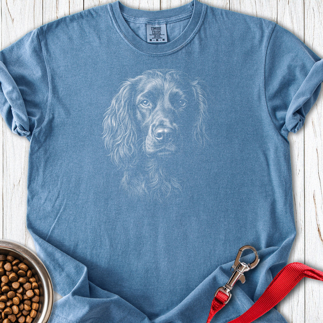Boykin Spaniel Engraved Premium Tee — Blue Jean