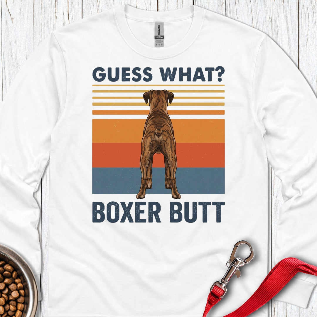Brindle Boxer Butt Long Sleeve White