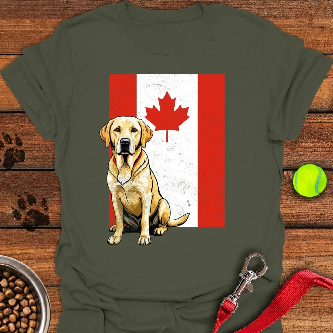 Yellow Labrador Canada Flag T-Shirt Military Green