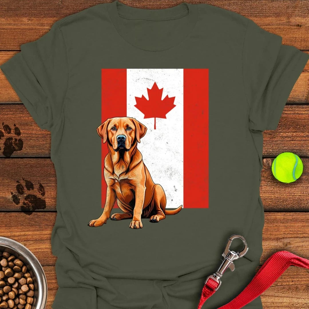 Fox Red Labrador Canada Flag T-Shirt Military Green