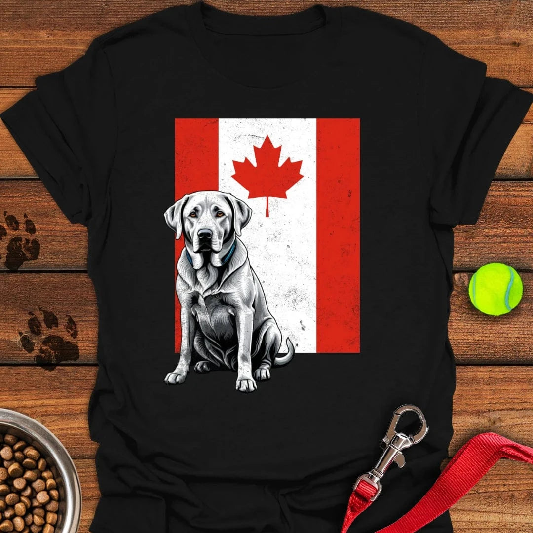 Silver Labrador Canada Flag T-Shirt Black