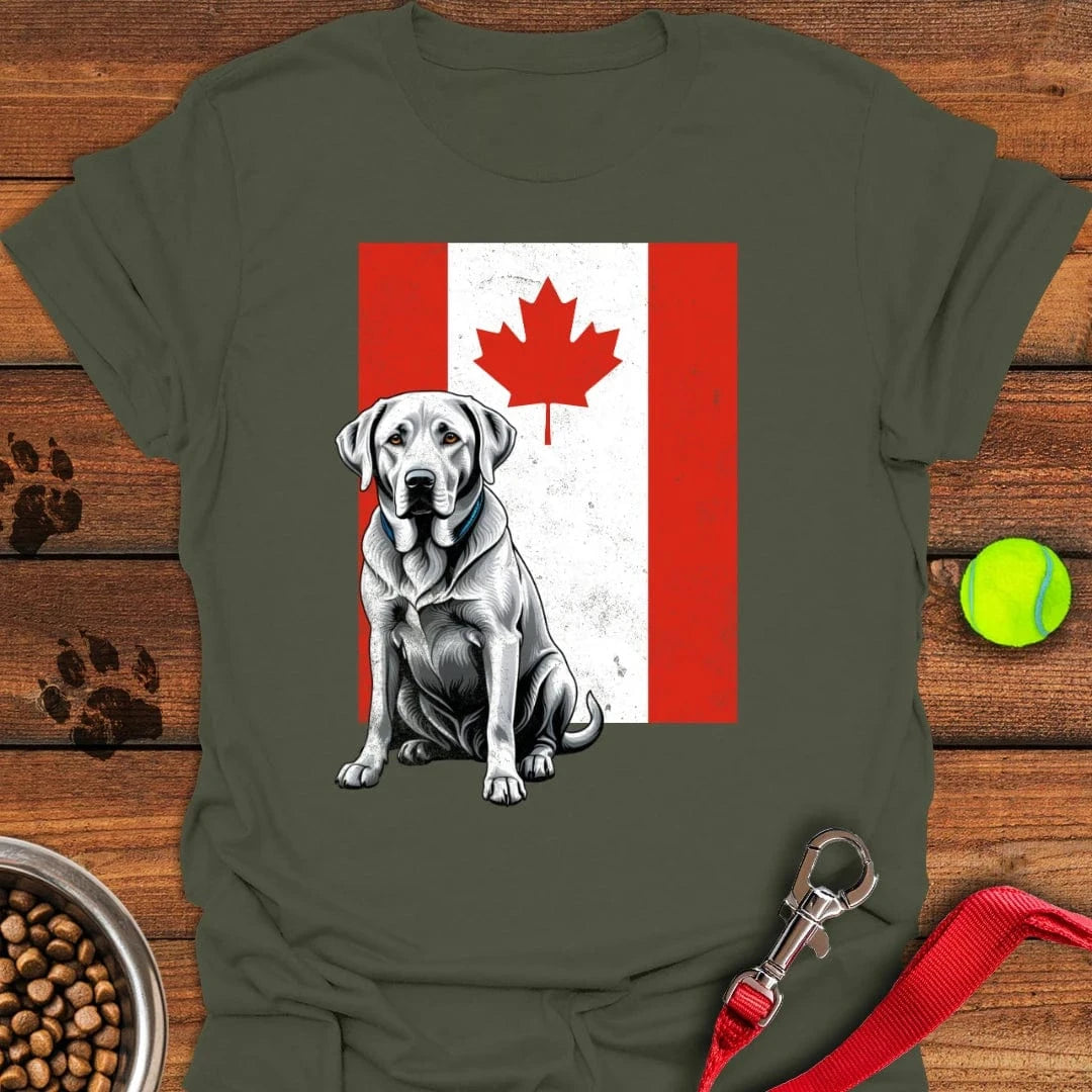 Silver Labrador Canada Flag T-Shirt Military Green