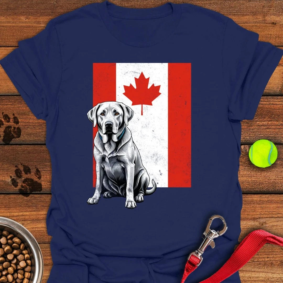 Silver Labrador Canada Flag T-Shirt Navy