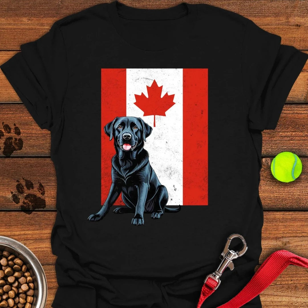Black Labrador Canada Flag T-Shirt Black
