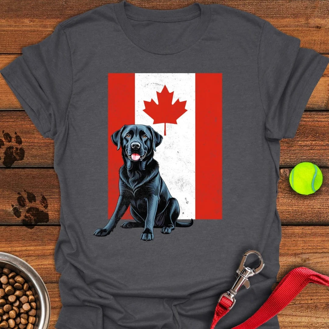 Black Labrador Canada Flag T-Shirt Dark Heather