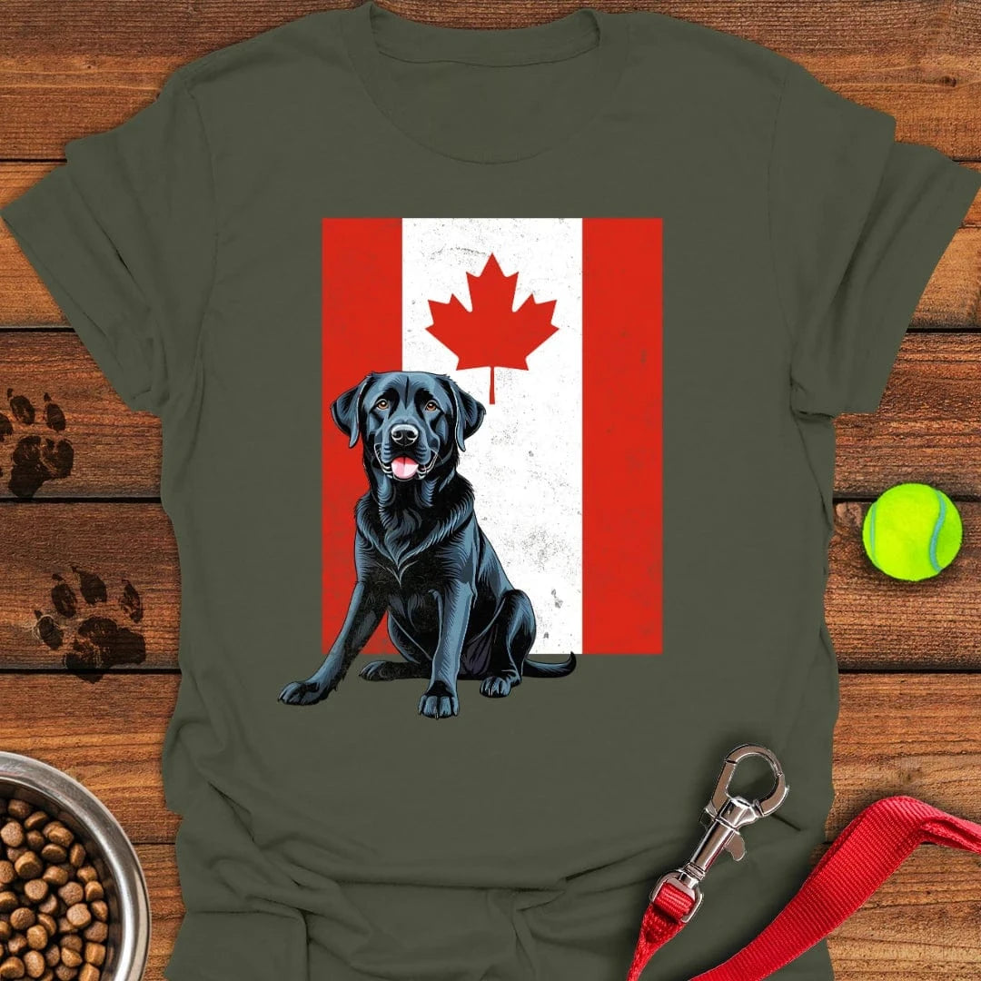 Black Labrador Canada Flag T-Shirt Military Green