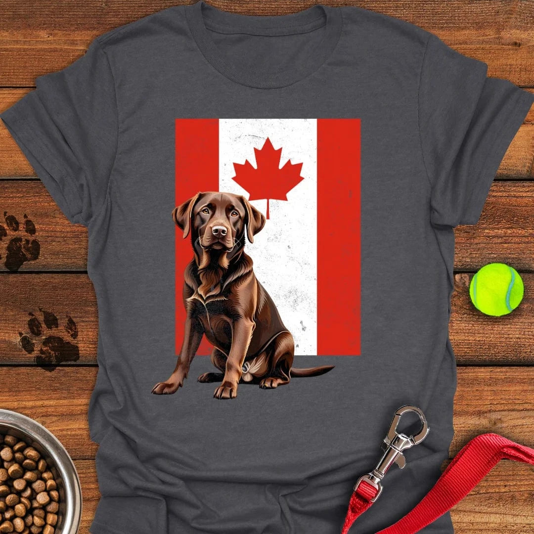 Chocolate Labrador Canada Flag T-Shirt Dark Heather