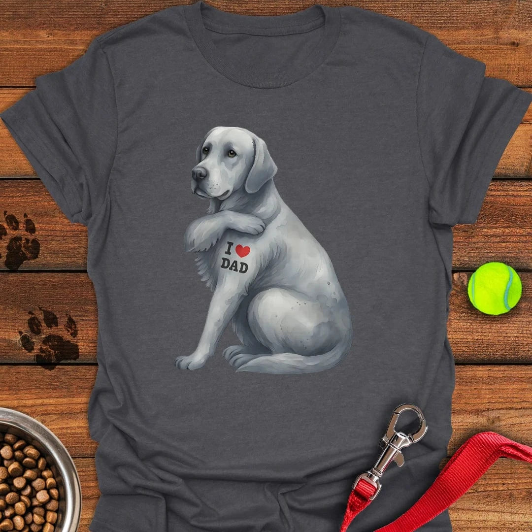 Silver Labrador I Love Dad T-Shirt Dark Heather