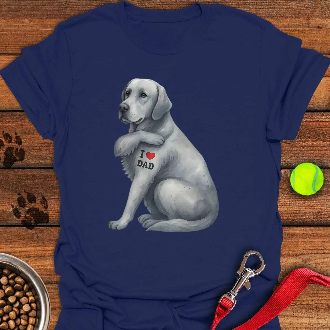 Silver Labrador I Love Dad T-Shirt Navy