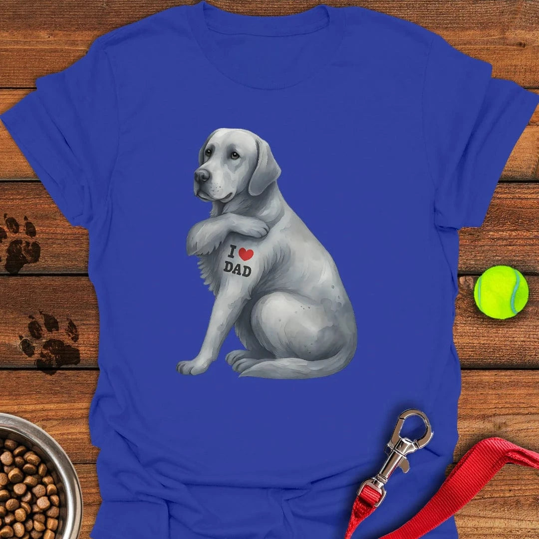 Silver Labrador I Love Dad T-Shirt Royal