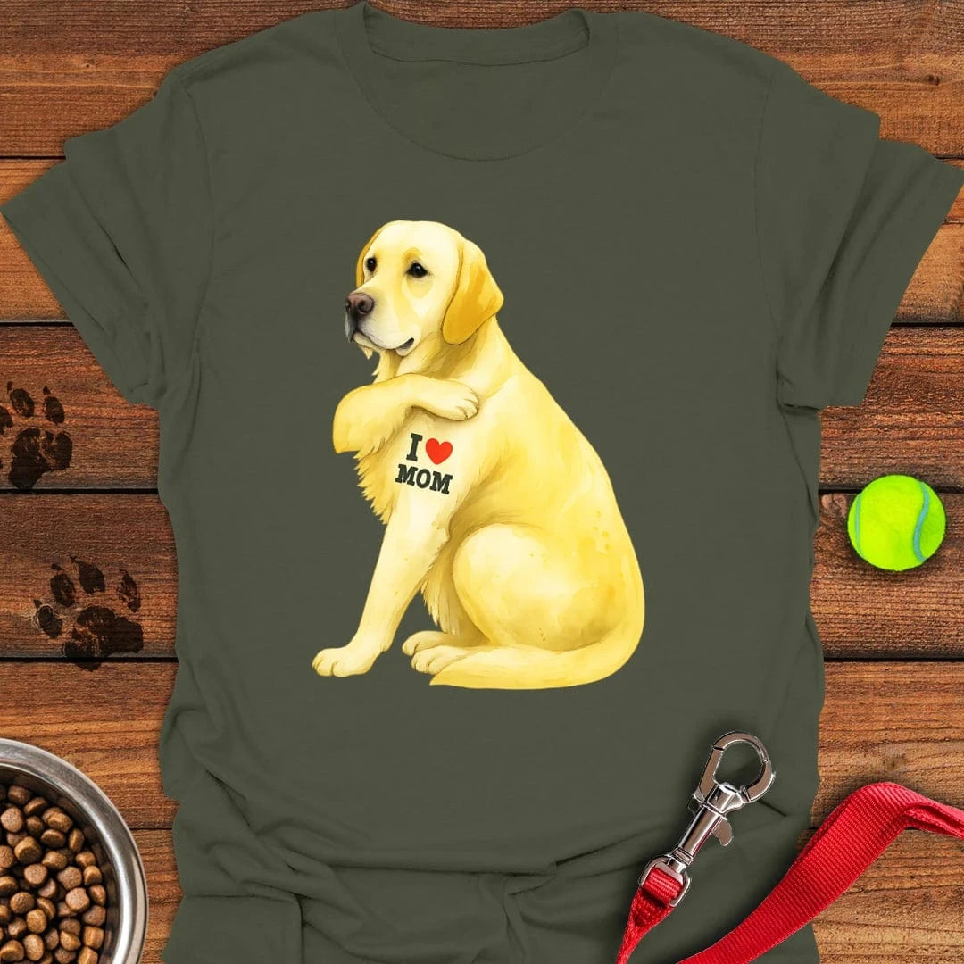 Yellow Labrador I Love Mom T-Shirt Military Green