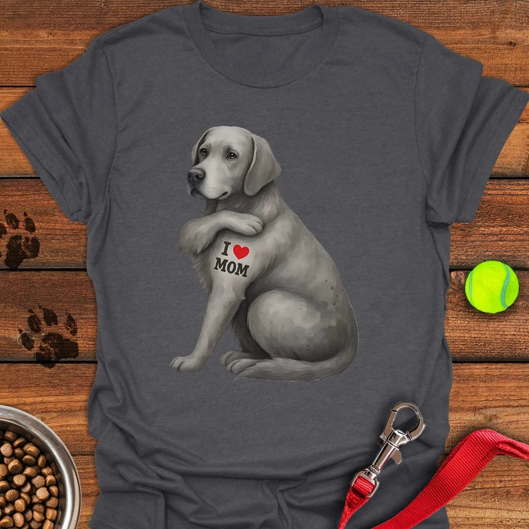Silver Labrador I Love Mom T-Shirt Dark Heather